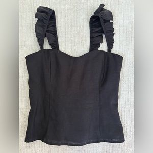 Reformation Black Linen Top, Size 8